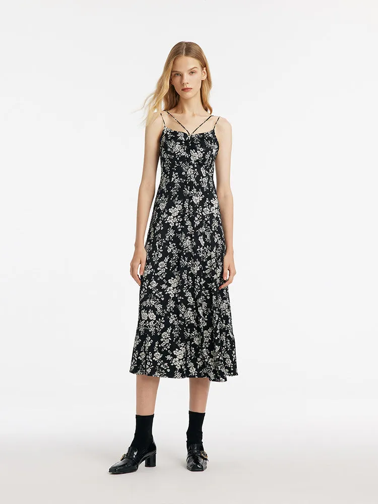 Camellia Print Spaghetti Strap Women Midi Dress sold by Goelia product image thumbnail 3