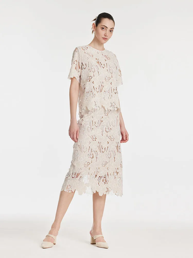 Lace Floral-Shaped Openwork Women Blouse With Bottomed Camisole sold by Goelia product image thumbnail 2