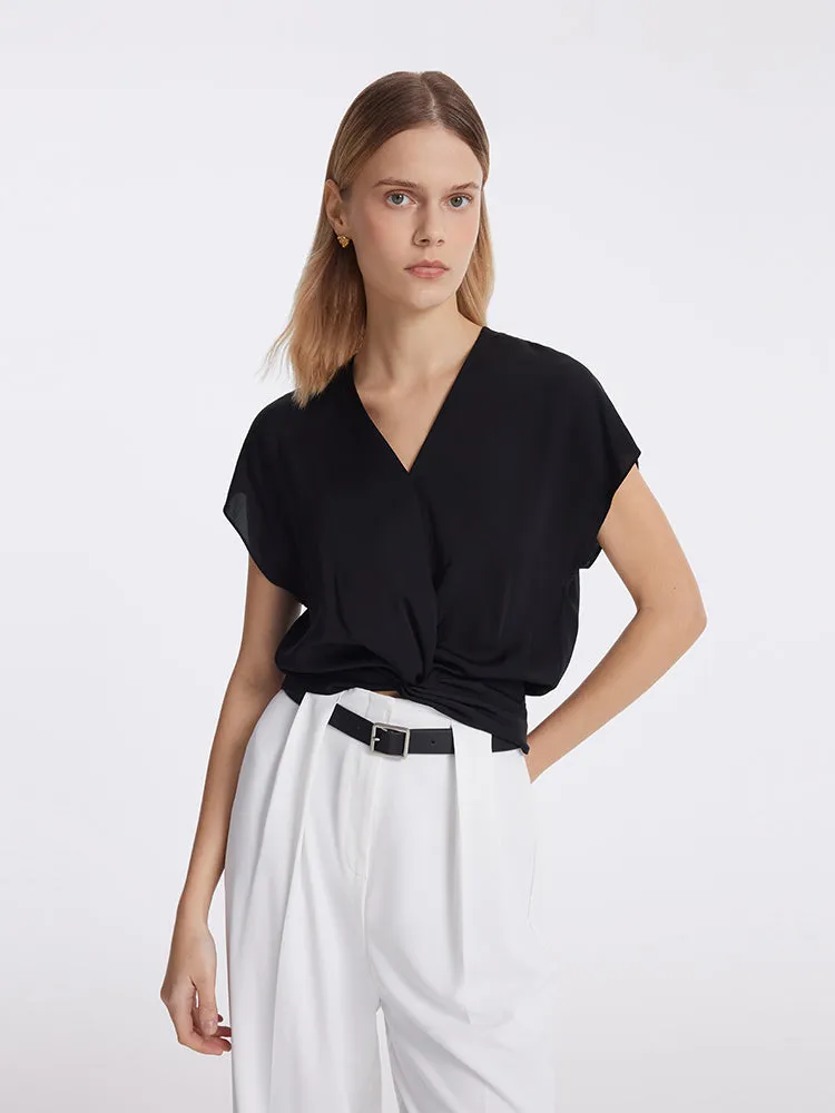 19 Momme Mulberry Silk Twist Waist Women Top sold by Goelia