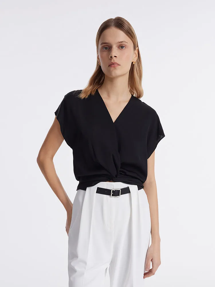 19 Momme Mulberry Silk Twist Waist Women Top sold by Goelia product image thumbnail 3