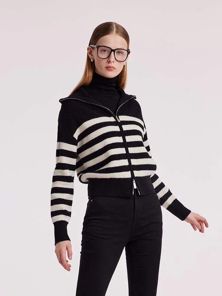 Woolen Knitted Stripe Women Cardigan sold by Goelia product image thumbnail 4