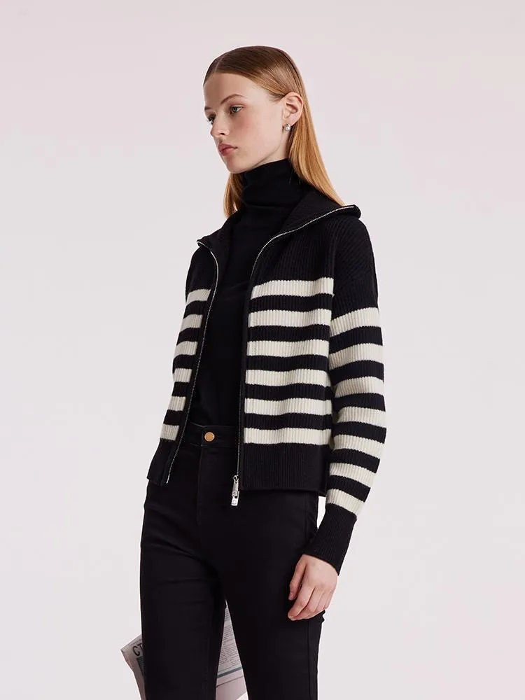 Woolen Knitted Stripe Women Cardigan sold by Goelia product image thumbnail 5