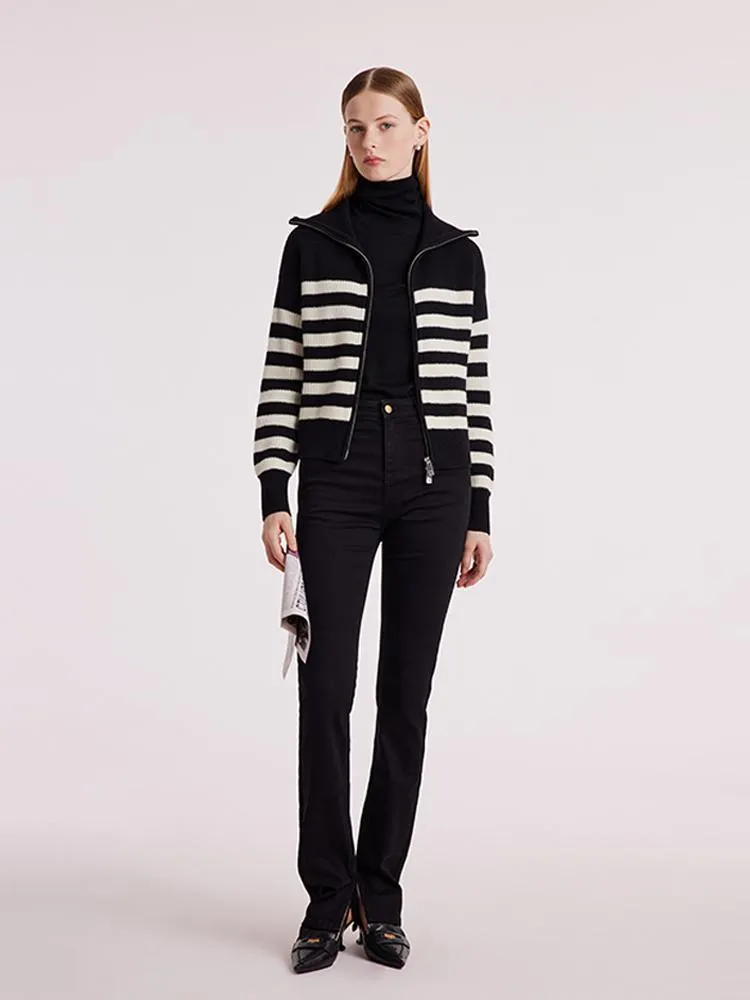 Woolen Knitted Stripe Women Cardigan sold by Goelia product image thumbnail 2