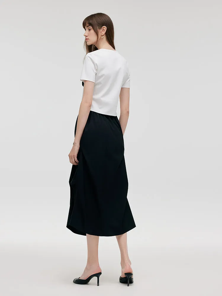 3D Rose T-Shirt And Ruched Skirt Two-Piece Set sold by Goelia product image thumbnail 4