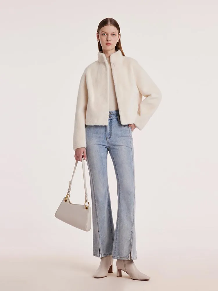 Eco-friendly Fur Stand Collar Short Women Coat sold by Goelia product image thumbnail 2