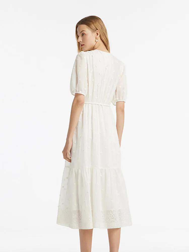 Tencel V-Neck Embroidered Women Maxi Dress With Belt sold by Goelia product image thumbnail 5