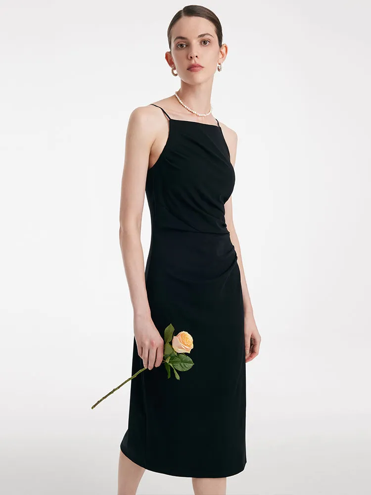 Ruched Waist Spaghetti Strap Dress With Detachable Chest Pads sold by Goelia