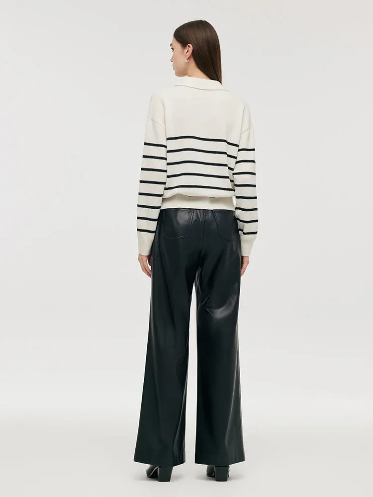 Wool Black And White Stripe Women Sweater sold by Goelia product image thumbnail 4