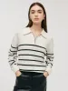 Wool Black And White Stripe Women Sweater sold by Goelia