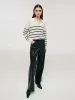 Wool Black And White Stripe Women Sweater sold by Goelia