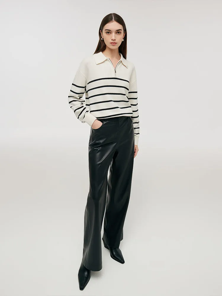 Wool Black And White Stripe Women Sweater sold by Goelia product image thumbnail 3