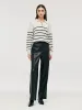 Wool Black And White Stripe Women Sweater sold by Goelia