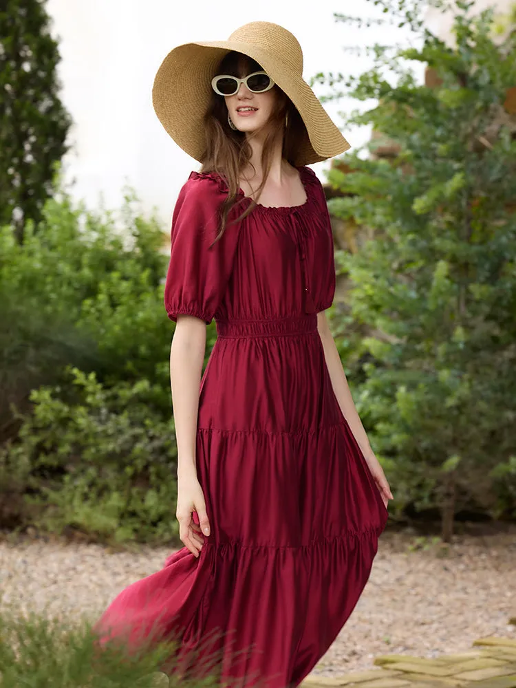 Tencel Ruffle Tiered Women Maxi Dress sold by Goelia product image thumbnail 5