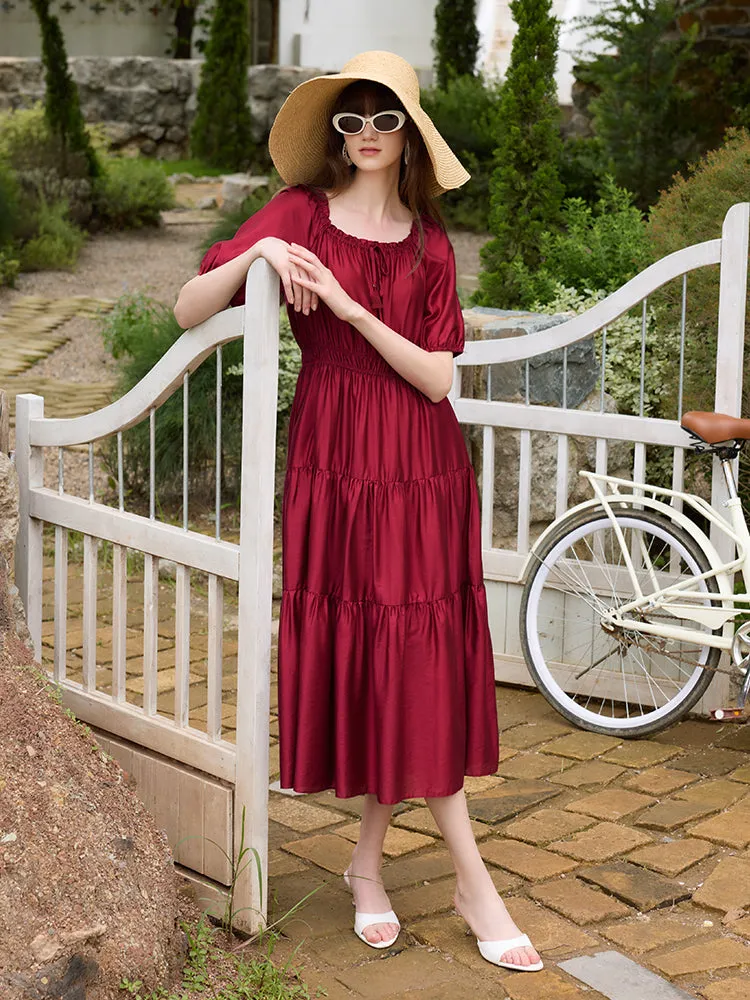Tencel Ruffle Tiered Women Maxi Dress sold by Goelia product image thumbnail 3