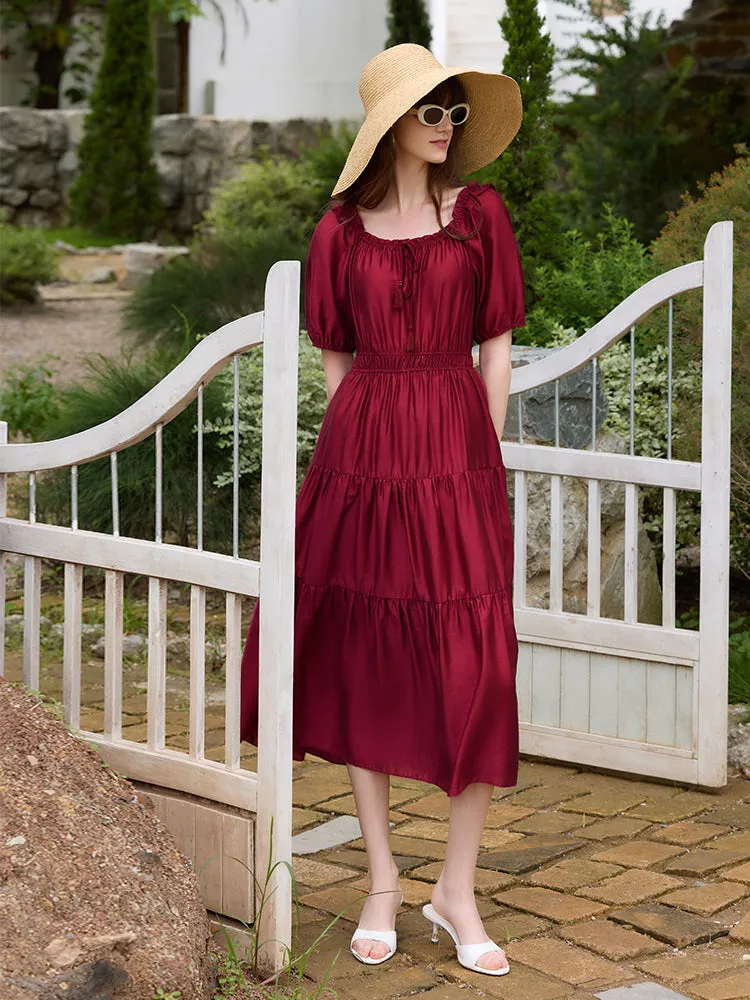 Tencel Ruffle Tiered Women Maxi Dress sold by Goelia product image thumbnail 4
