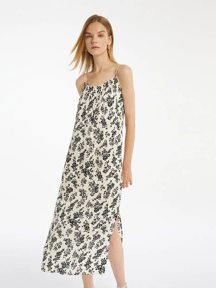 Camellia Print Spaghetti Strap Dress And Knitted Cardigan Two-Piece Set With Belt sold by Goelia product image thumbnail 4