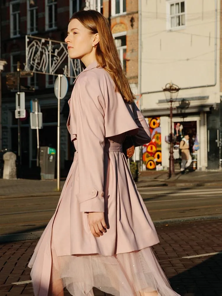 Worsted Woolen Mid-length Women Trench Coat sold by Goelia product image thumbnail 3