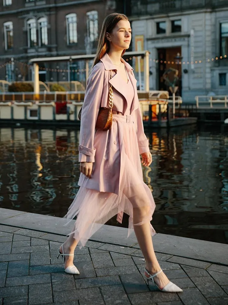 Worsted Woolen Mid-length Women Trench Coat sold by Goelia