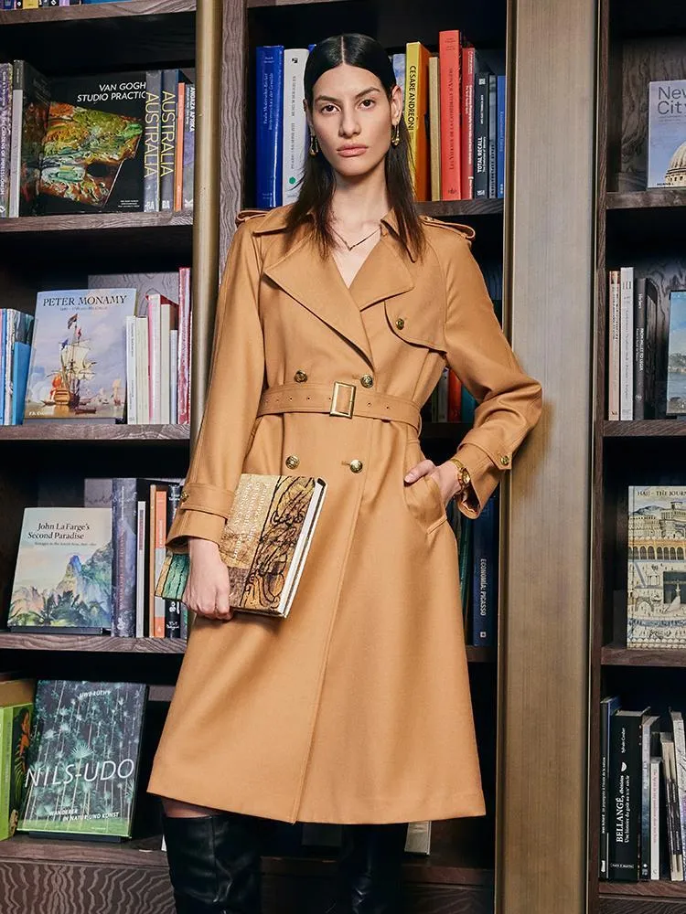 Worsted Wool Women Trench Coat sold by Goelia product image thumbnail 3