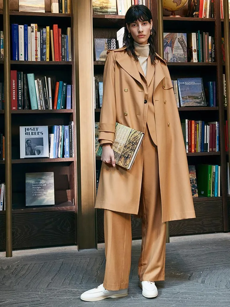 Worsted Wool Women Trench Coat sold by Goelia product image thumbnail 2