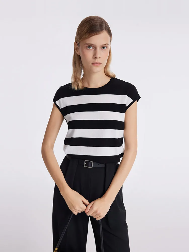 Tencel Striped Knitted Women Tank Top sold by Goelia