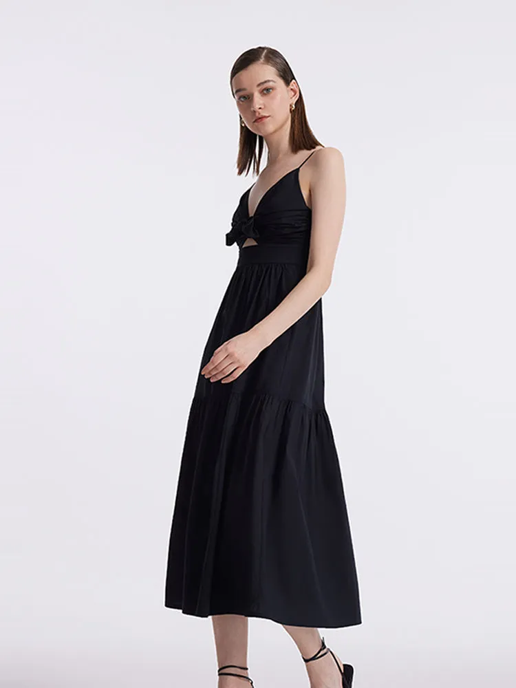 Cut-out Spaghetti Strap Bowknot Tied Maxi Dress sold by Goelia product image thumbnail 4