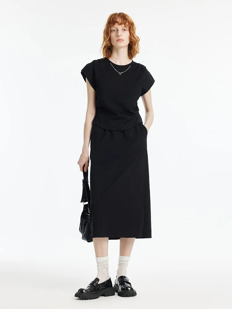 Ruched T-Shirt And Slit Skirt Two-Piece Set sold by Goelia product image thumbnail 4