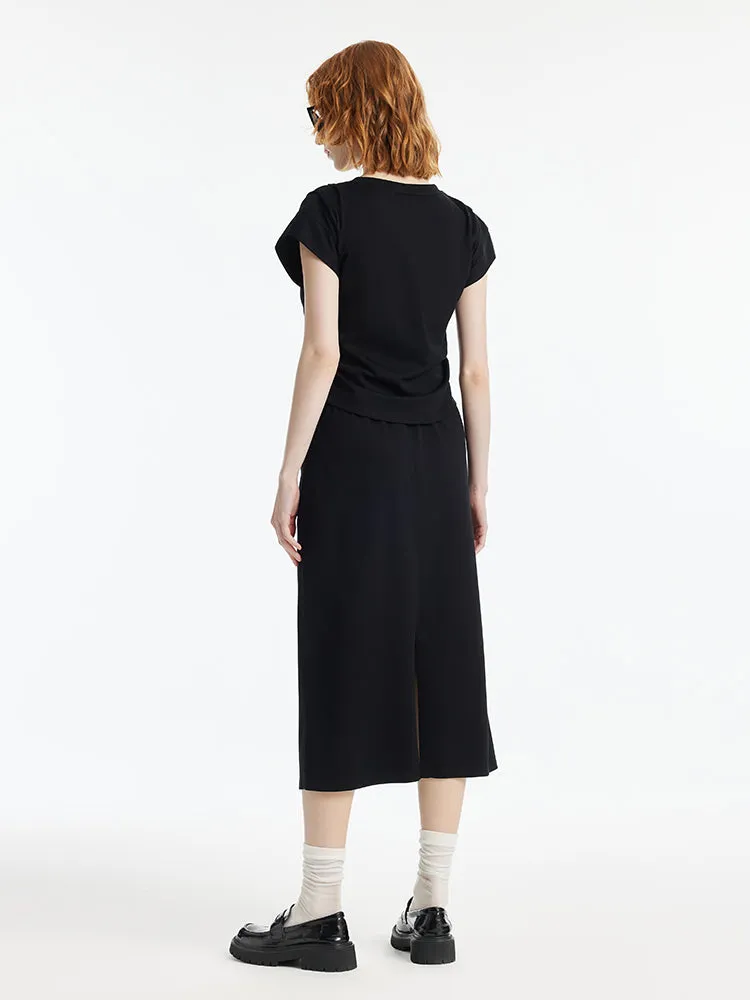 Ruched T-Shirt And Slit Skirt Two-Piece Set sold by Goelia product image thumbnail 3