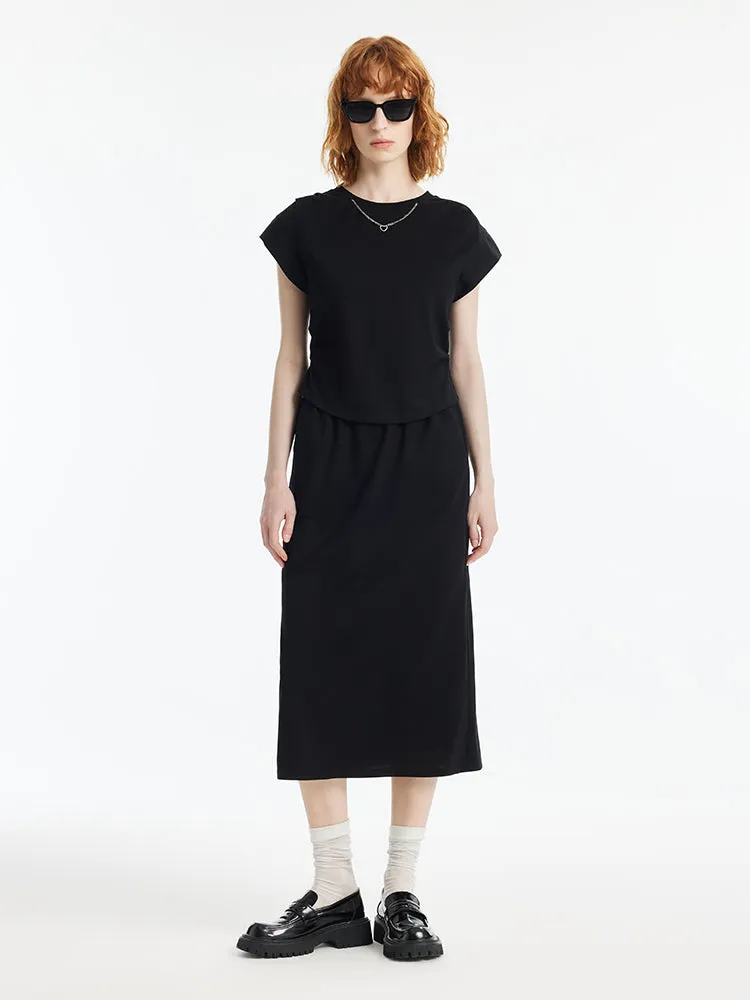 Ruched T-Shirt And Slit Skirt Two-Piece Set sold by Goelia product image thumbnail 2