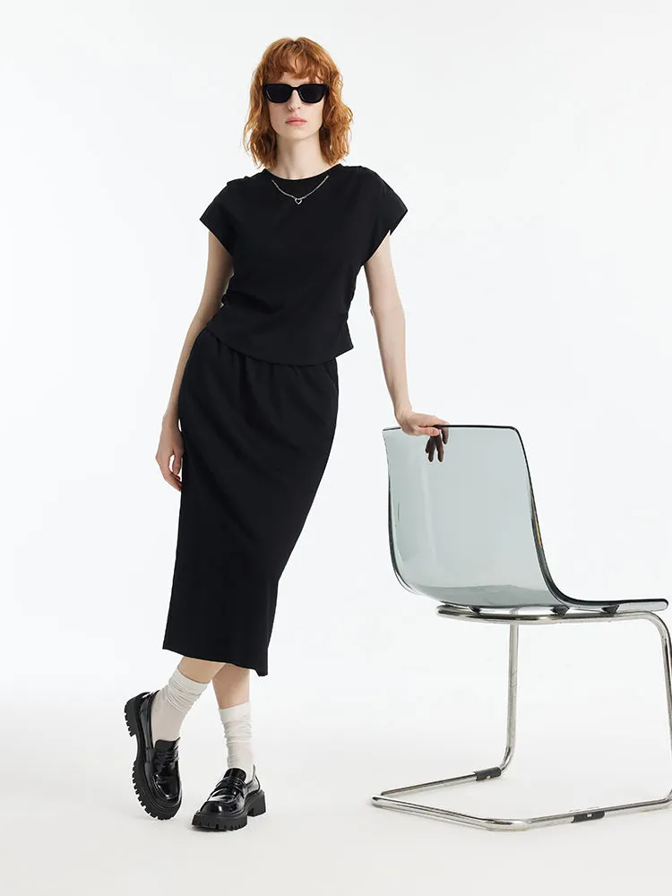 Ruched T-Shirt And Slit Skirt Two-Piece Set sold by Goelia product image thumbnail 5