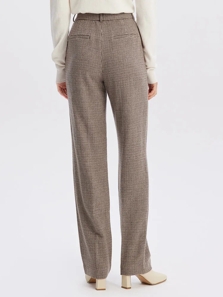 Beige Houndstooth Washable Woolen Pants sold by Goelia product image thumbnail 4