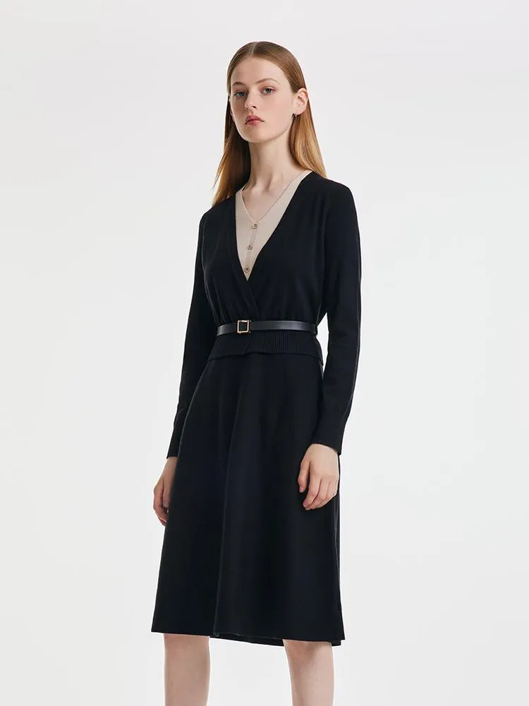 Black Tencel Midi Dress With Leather Belt sold by Goelia product image thumbnail 2