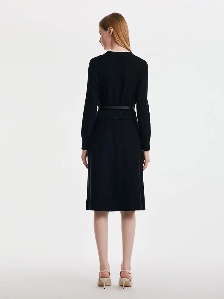 Black Tencel Midi Dress With Leather Belt sold by Goelia product image thumbnail 3