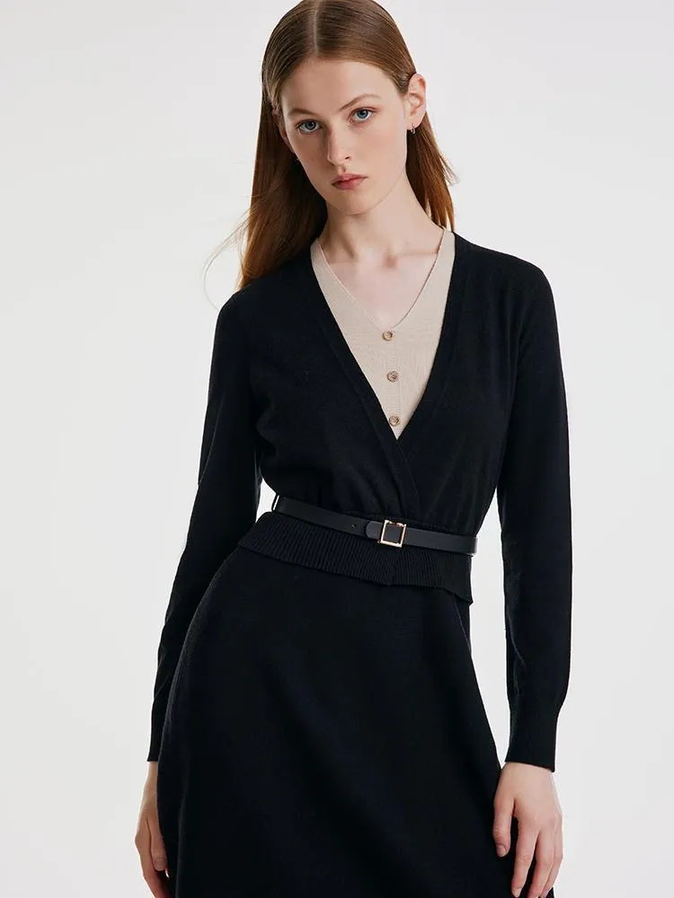 Black Tencel Midi Dress With Leather Belt sold by Goelia product image thumbnail 5
