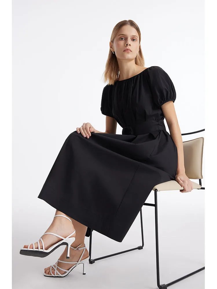 Puff Sleeves Women Midi Dress With Belt sold by Goelia product image thumbnail 5