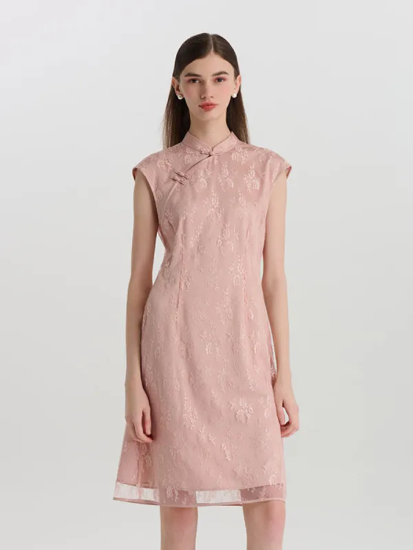 Lace Cheongsam Qipao Women Mini Dress sold by Goelia