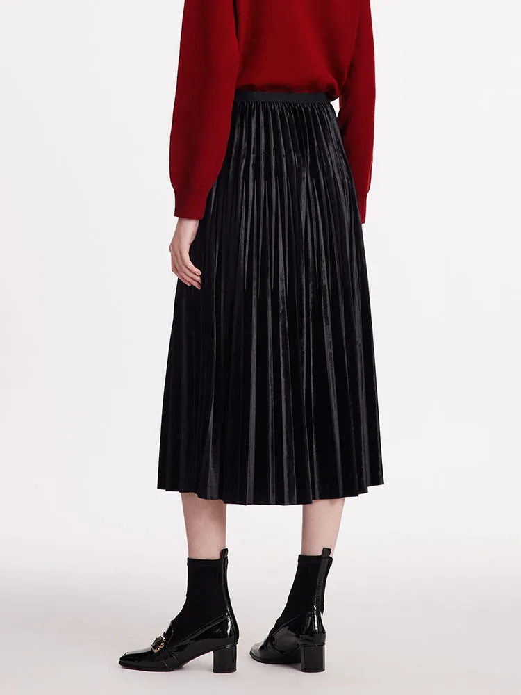 Velvet Pleated Women Half Skirt sold by Goelia product image thumbnail 5