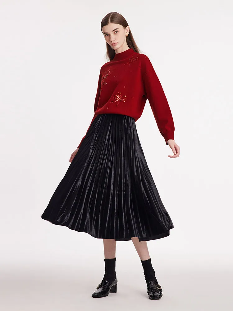 Velvet Pleated Women Half Skirt sold by Goelia product image thumbnail 2