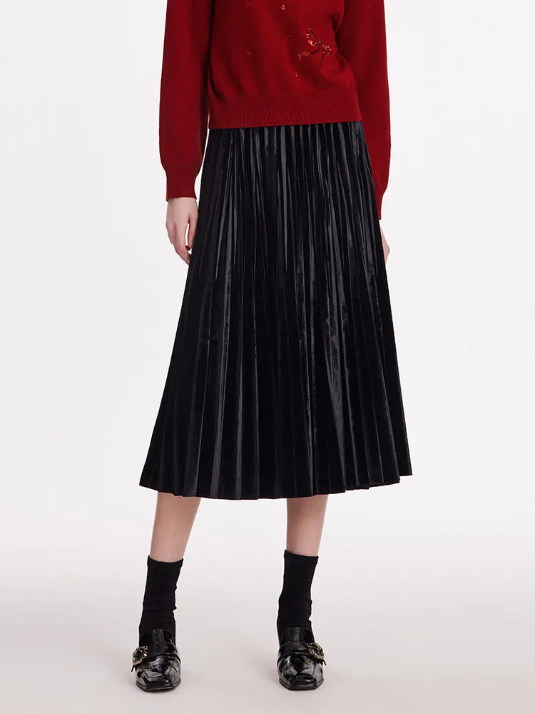 Velvet Pleated Women Half Skirt sold by Goelia product image thumbnail 3