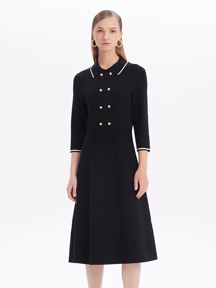 Black Slim Double-Breasted Midi Dress sold by Goelia product image thumbnail 3