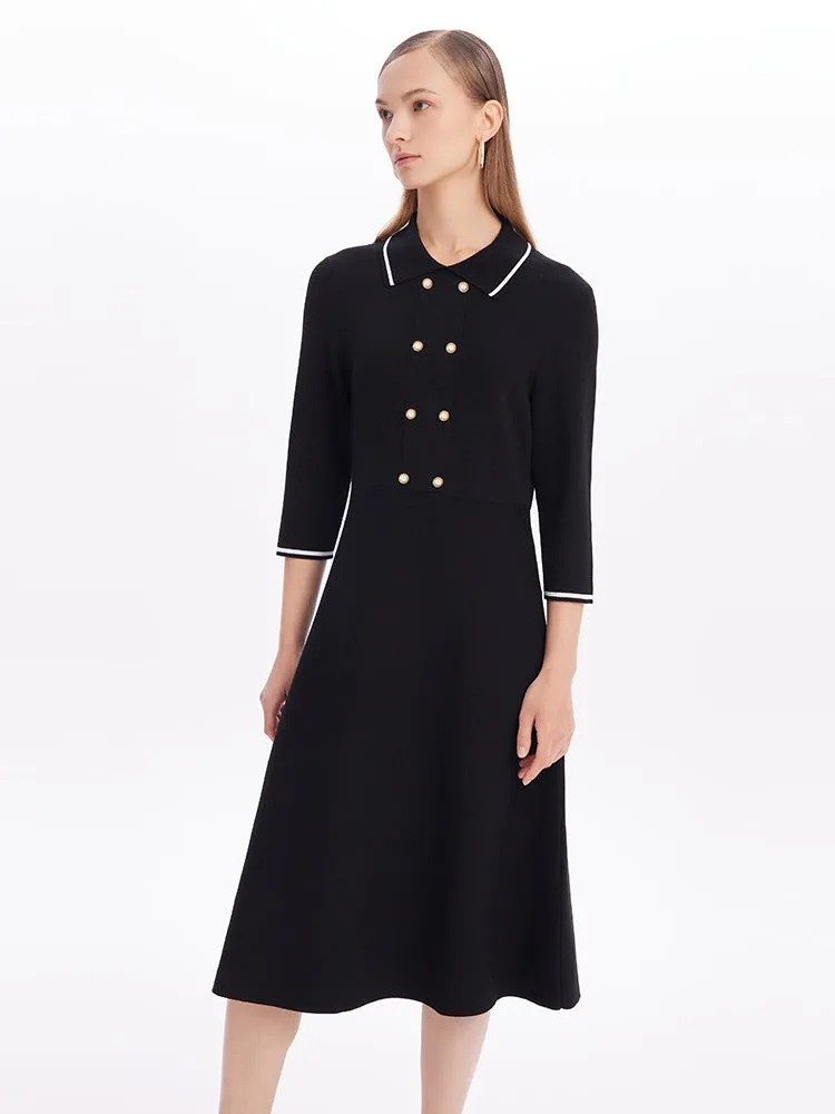 Black Slim Double-Breasted Midi Dress sold by Goelia product image thumbnail 2