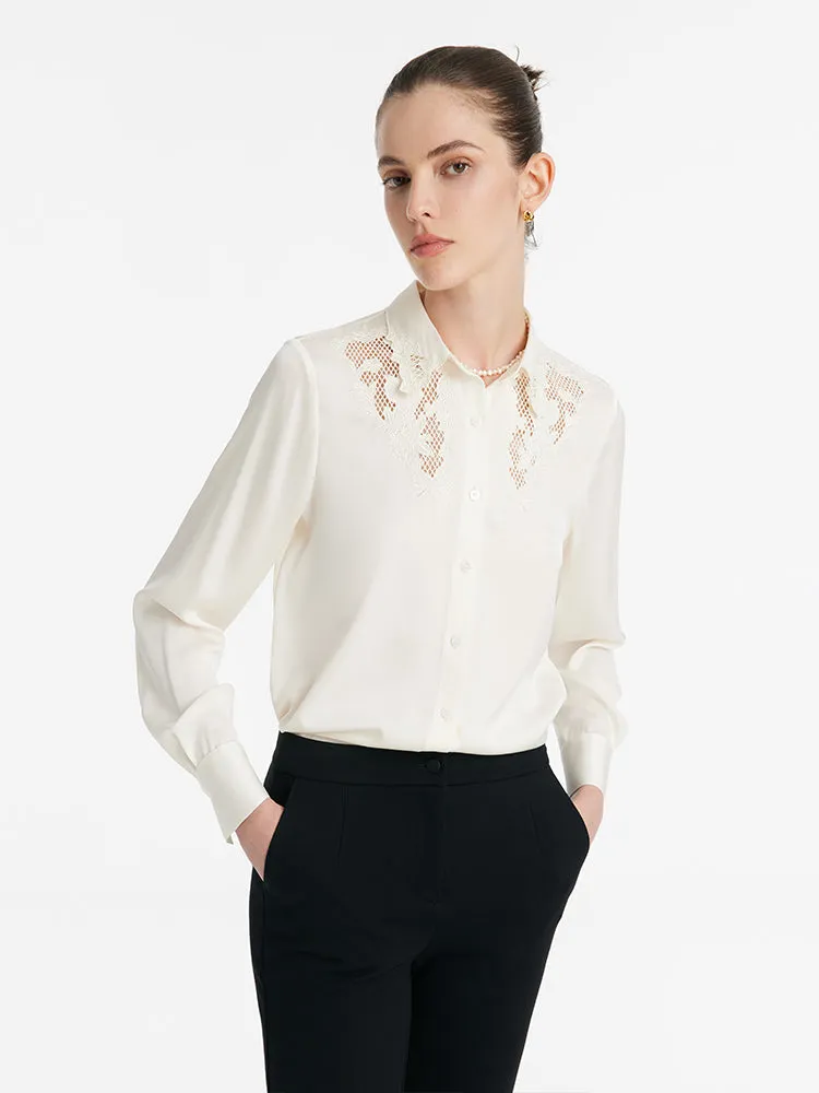 Mulberry Silk Embroidered Openwork Women Shirt sold by Goelia product image thumbnail 3