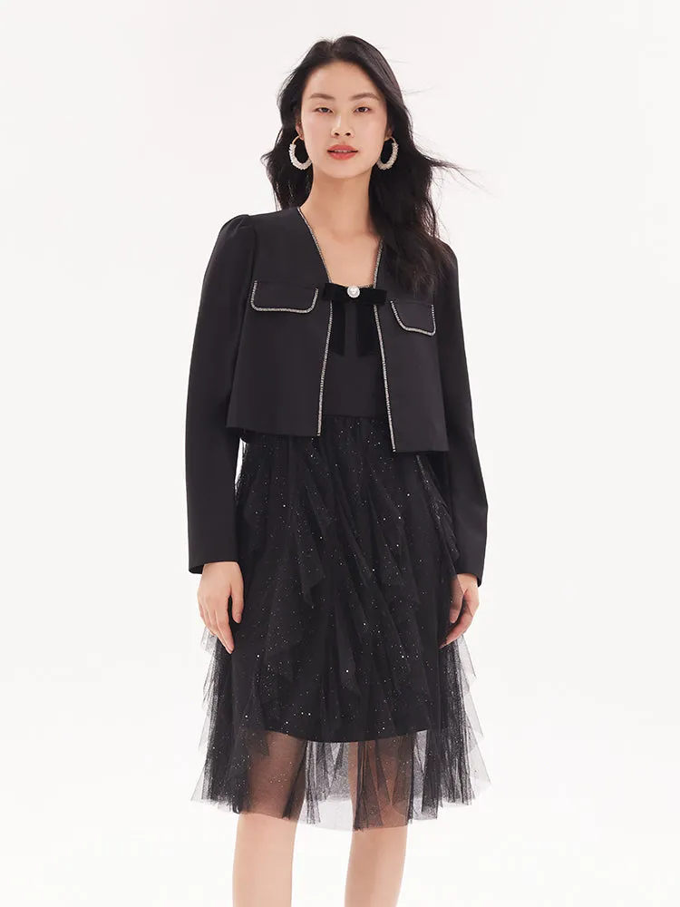 Women Jacket And Netted Gauze Dress Two-Piece Set sold by Goelia product image thumbnail 2