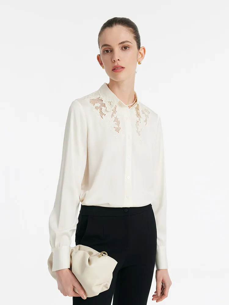 Mulberry Silk Embroidered Openwork Women Shirt sold by Goelia product image thumbnail 4
