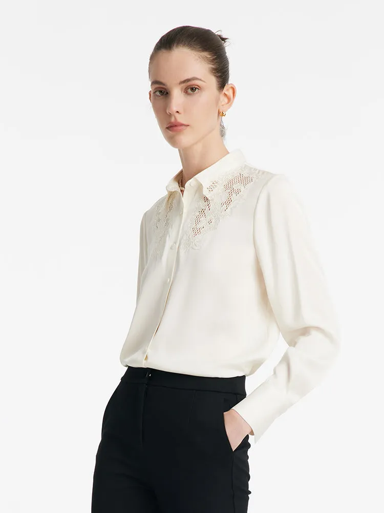 Mulberry Silk Embroidered Openwork Women Shirt sold by Goelia product image thumbnail 5