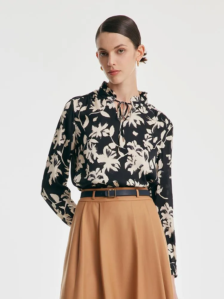 19 Momme Stretch Silk Print Woven Women Blouse sold by Goelia