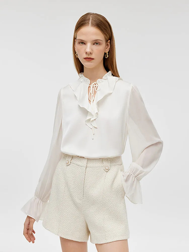 22 Momme Mulberry Silk Ruffle Collar Women Shirt sold by Goelia product image thumbnail 5