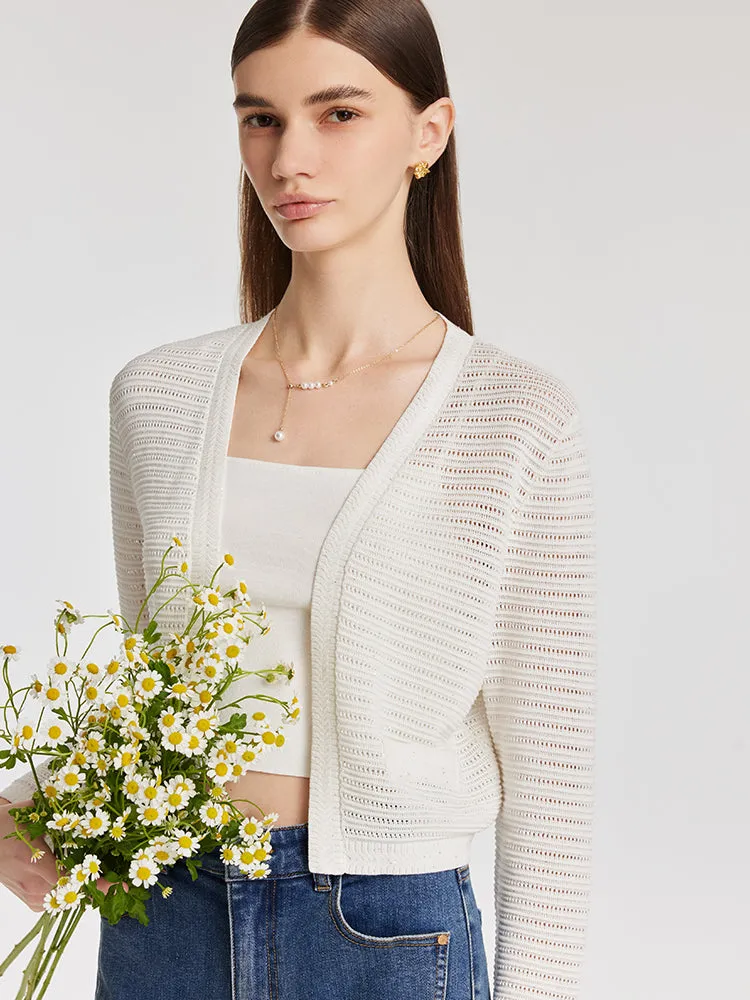 Sequins Openwork Wrapped Women Crop Cardigan sold by Goelia product image thumbnail 5