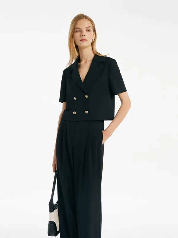 Double-Breasted Blazer And Pants Two-Piece Set sold by Goelia
