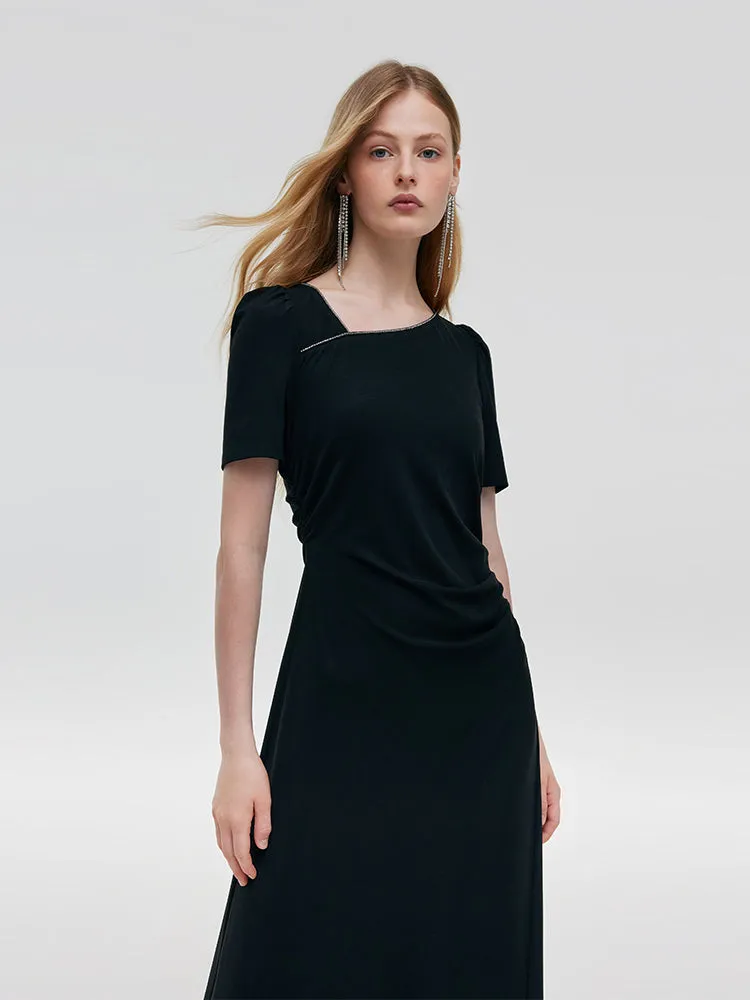 Acetate Asymmetric Neck Women Midi Dress sold by Goelia product image thumbnail 4